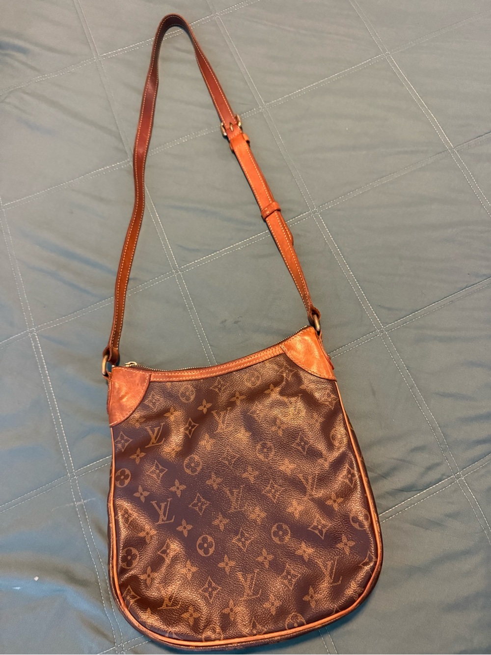 Louis Vuitton Brown Monogram Shoulder Bag with Tan Trim